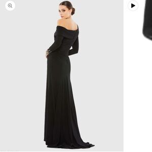 Mac Duggal Black Long Sleeve Off-Shoulder Gown